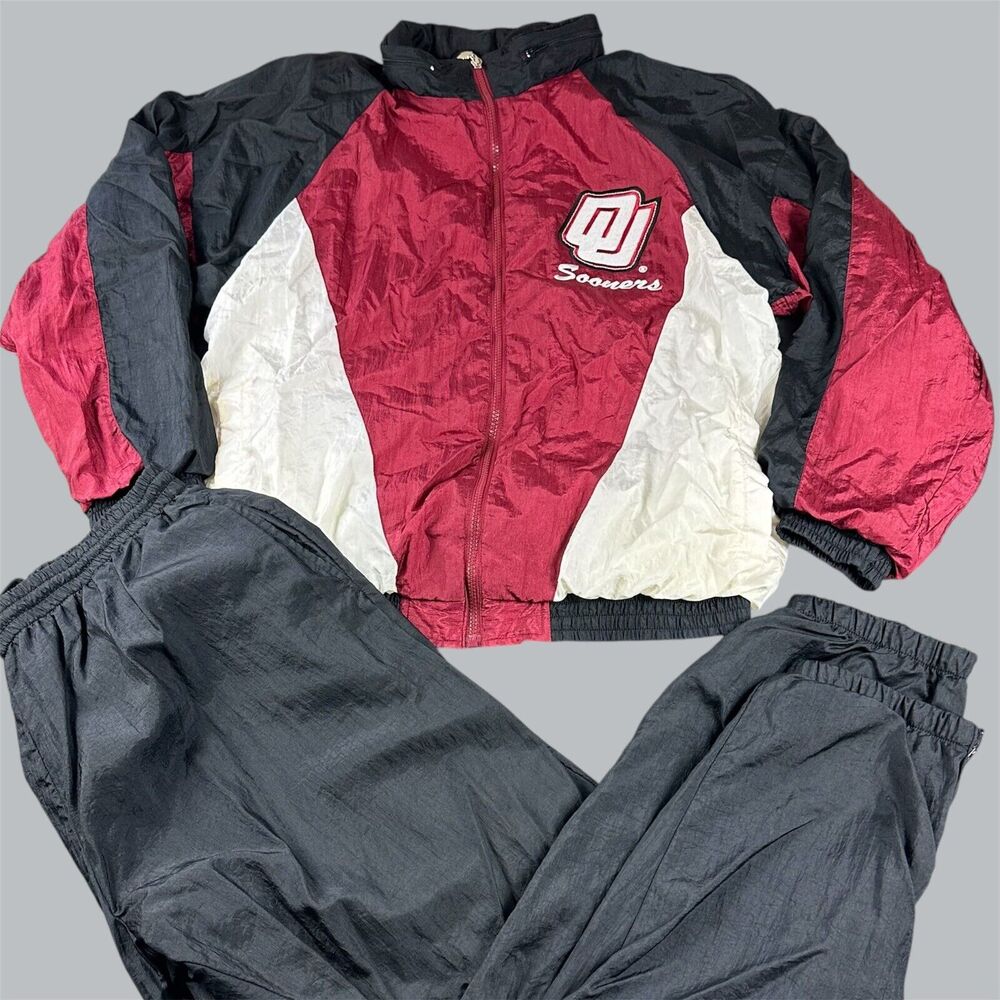 Vintage Oklahoma Sooners Track Suit Mens Size L Red BOA Sportswear Jacket Pants